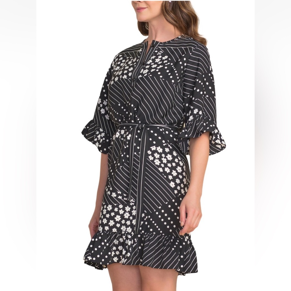 Joseph Ribkoff‎ Black and White Floral Dress. Size 6. NWT.